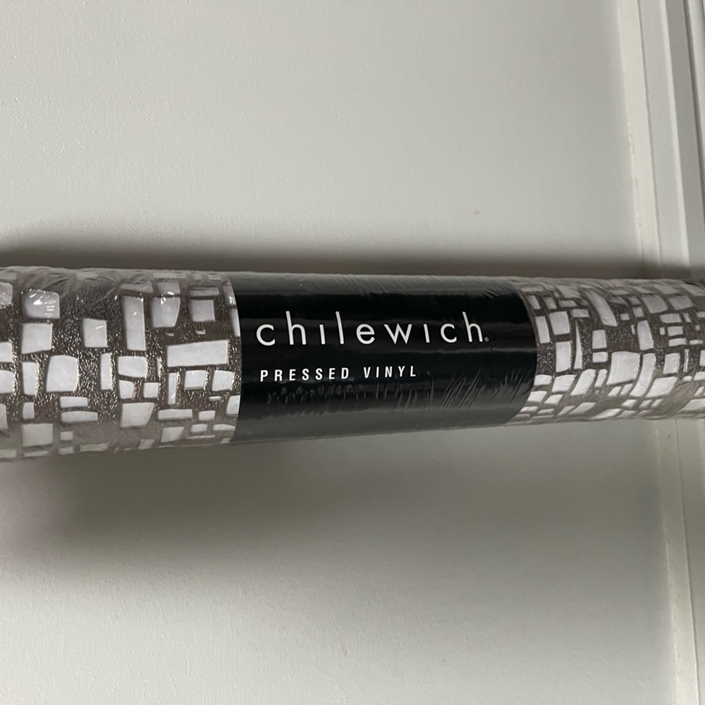 Chilewich Cubic metallic gunmetal vinyl table runner